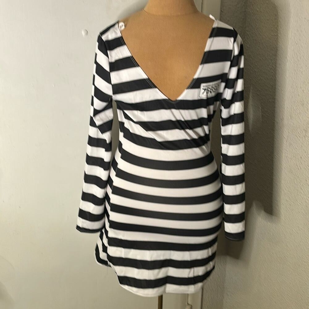 California Costume Sexy Prisoner Costume S Halloween Party Cosplay Prints Stripe